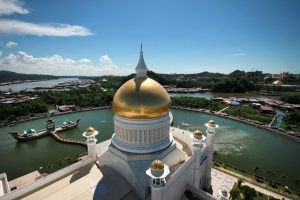 View,From,Top.,Sultan,Omar,Ali,Saifuddien,Mosque,Is,A