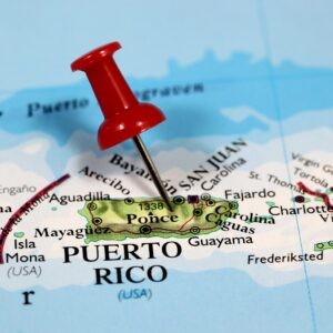 Map,With,Pin,Point,Of,Puerto,Rico,In,Caribbean