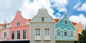 Oranjestad,Downtown,Panorama,With,Typical,Dutch,Colonial,Architecture.,Oranjestad,Is