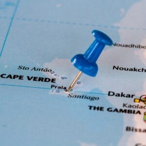 Map,Of,Cape,Verde,With,A,Blue,Pushpin,Stuck