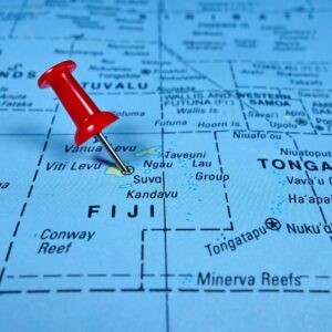 Pushpin,Marking,On,Fiji,Map